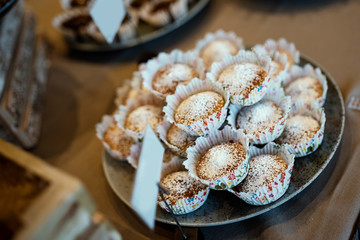 Various foods in brunch buffet in restaurant.