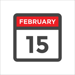 February 15 calendar icon with day of month