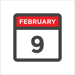 February 9 calendar icon with day of month