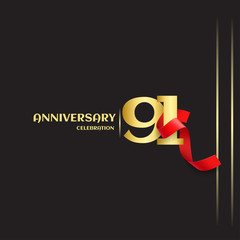 91 Year Anniversary Vector Template Design Illustration