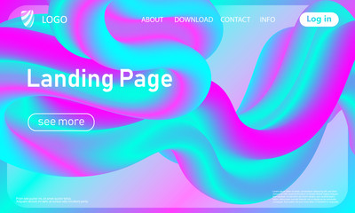 Landing page. Flow shape. Fluid background. Vector