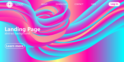 Landing page. Flow shape. Fluid background. Vector