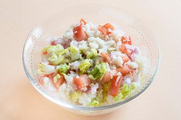 Traditional oriental salad Tabbouleh in bowl