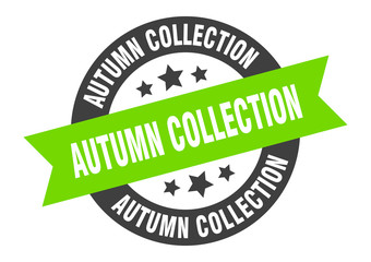 autumn collection sign. autumn collection round ribbon sticker. autumn collection tag