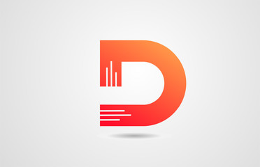 D orange alphabet letter logo icon design template for corporate business