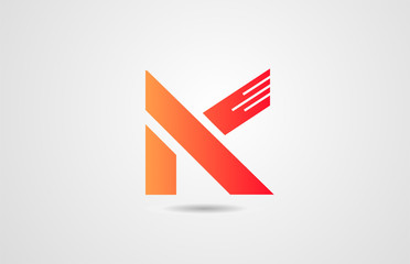 K orange alphabet letter logo icon design template for corporate business