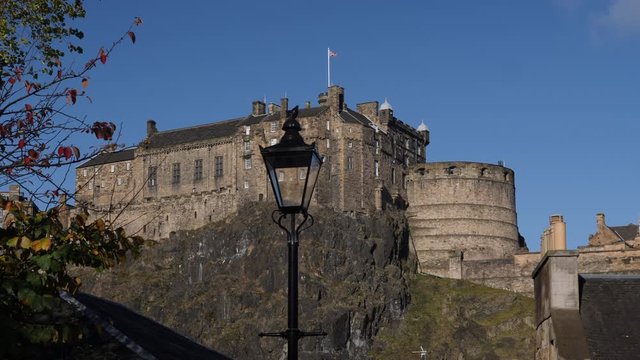 View of Edinburgh Skyline from The Vennel / Cityscape in the daytime. Gimbal