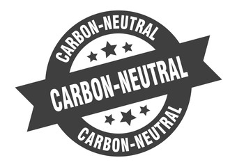 carbon-neutral sign. carbon-neutral round ribbon sticker. carbon-neutral tag