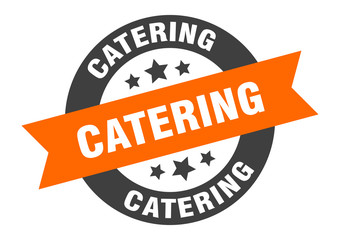 catering sign. catering round ribbon sticker. catering tag