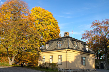 Fototapeta na wymiar Autumn visit to the capital Oslo and Akershus Fortress, Norway