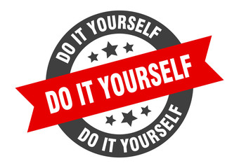 do it yourself sign. do it yourself round ribbon sticker. do it yourself tag