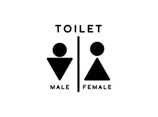 Abstract and Unique Toilet Icon in Black Style. Design with Antique Male and Female Symbol Isolated on White Background. Vector Illustration
