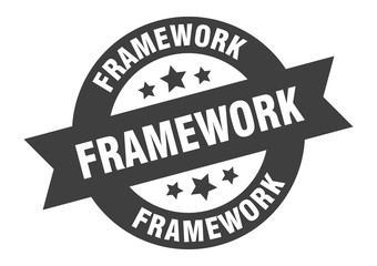 framework sign. framework round ribbon sticker. framework tag