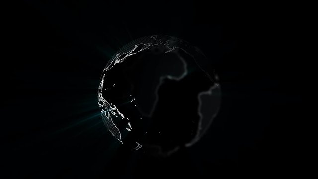 Earth rotation loop RVB+Alpha transparent channel