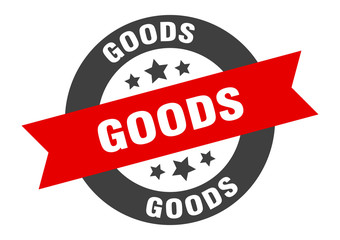 goods sign. goods round ribbon sticker. goods tag