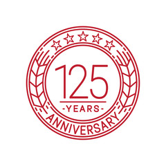 125 years anniversary celebration logo template. Line art vector and illustration.