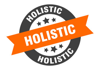 holistic sign. holistic round ribbon sticker. holistic tag