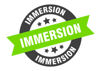 immersion sign. immersion round ribbon sticker. immersion tag