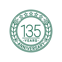 135 years anniversary celebration logo template. Line art vector and illustration.