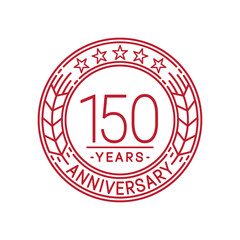 150 years anniversary celebration logo template. Line art vector and illustration.