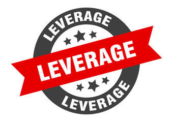 leverage sign. leverage round ribbon sticker. leverage tag