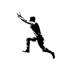 Fototapeta na wymiar Parkour, young man jumping, extreme street sport. Isolated vector silhouette, ink drawing