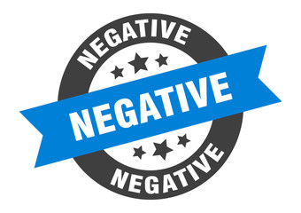 negative sign. negative round ribbon sticker. negative tag