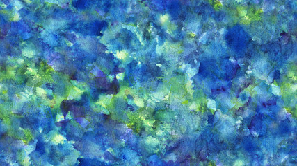 Abstract seamless watercolor background in blue and green colors