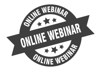 online webinar sign. online webinar round ribbon sticker. online webinar tag