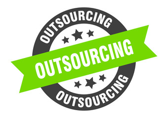 outsourcing sign. outsourcing round ribbon sticker. outsourcing tag