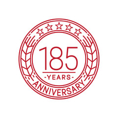 185 years anniversary celebration logo template. Line art vector and illustration.