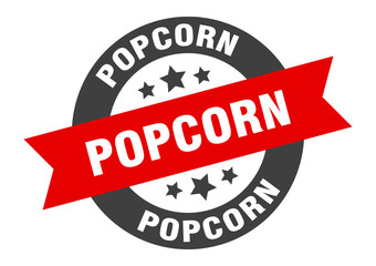 popcorn sign. popcorn round ribbon sticker. popcorn tag