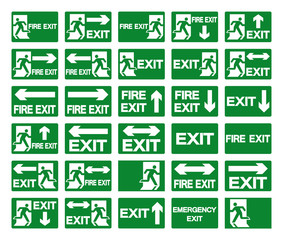 Set Of Exit and Fire Exit Symbol Sign, Vector Illustration, Isolate On White Background Label. EPS10