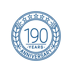 190 years anniversary celebration logo template. Line art vector and illustration.
