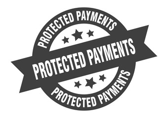 protected payments sign. protected payments round ribbon sticker. protected payments tag