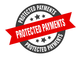 Obraz premium protected payments sign. protected payments round ribbon sticker. protected payments tag