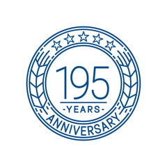 195 years anniversary celebration logo template. Line art vector and illustration.