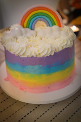 A beatiful rainbow gender reveal cake 