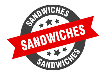 Obraz premium sandwiches sign. sandwiches round ribbon sticker. sandwiches tag