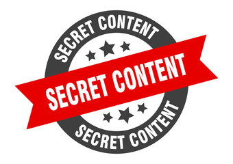secret content sign. secret content round ribbon sticker. secret content tag