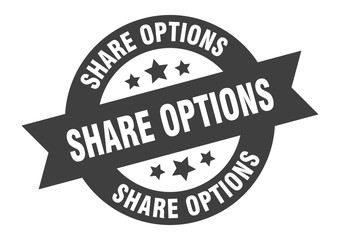 share options sign. share options round ribbon sticker. share options tag