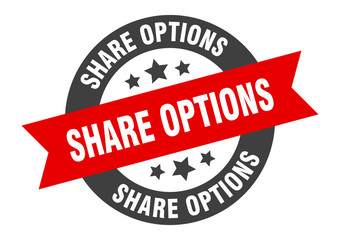 share options sign. share options round ribbon sticker. share options tag