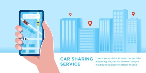 hand holding smart phone with icons