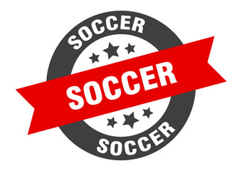 soccer sign. soccer round ribbon sticker. soccer tag