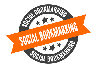 social bookmarking sign. social bookmarking round ribbon sticker. social bookmarking tag