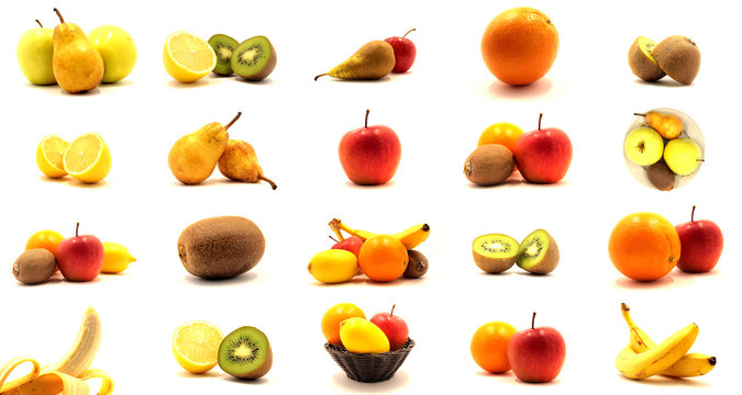 Set of fresh juicy fruits isolated on a white background