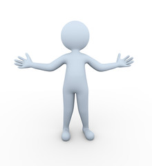 3d man welcome hand gesture