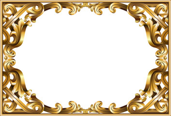 Gold classic frame of the rococo baroque - obrazy, fototapety, plakaty