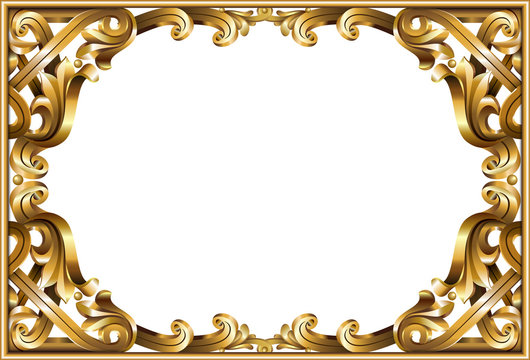 Gold classic frame of the rococo baroque
