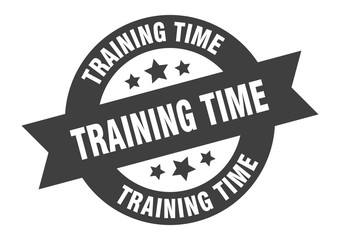 training time sign. training time round ribbon sticker. training time tag